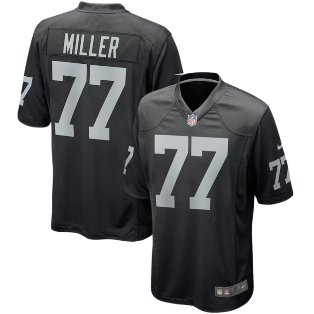 mens nike kolton miller black las vegas raiders game player jersey